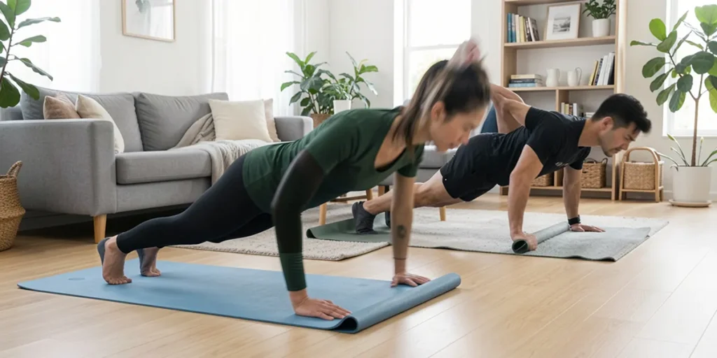 این تصویر تمرینات hiit در خانه را نشان میدهد